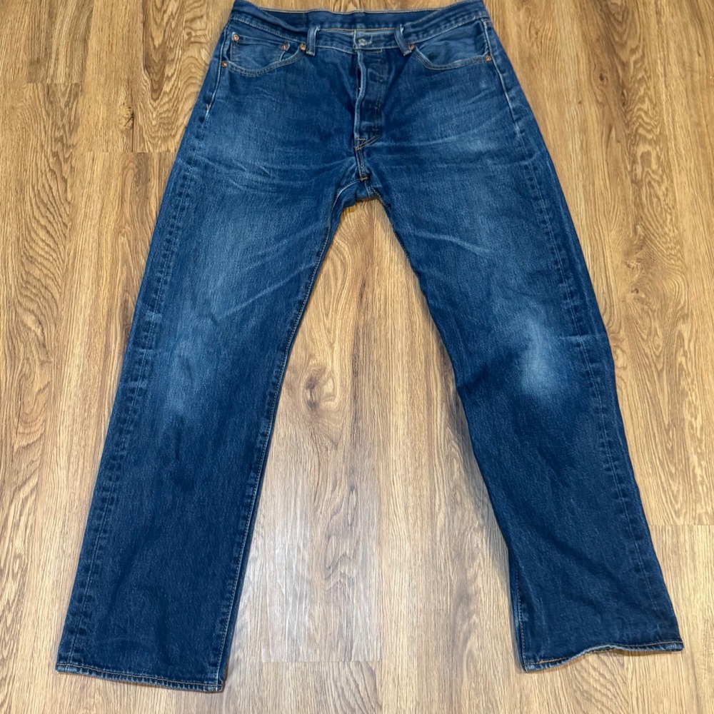 Levis 501 Original Fit Mens Dark Wash Straight Leg Button Fly Jeans W35 L34